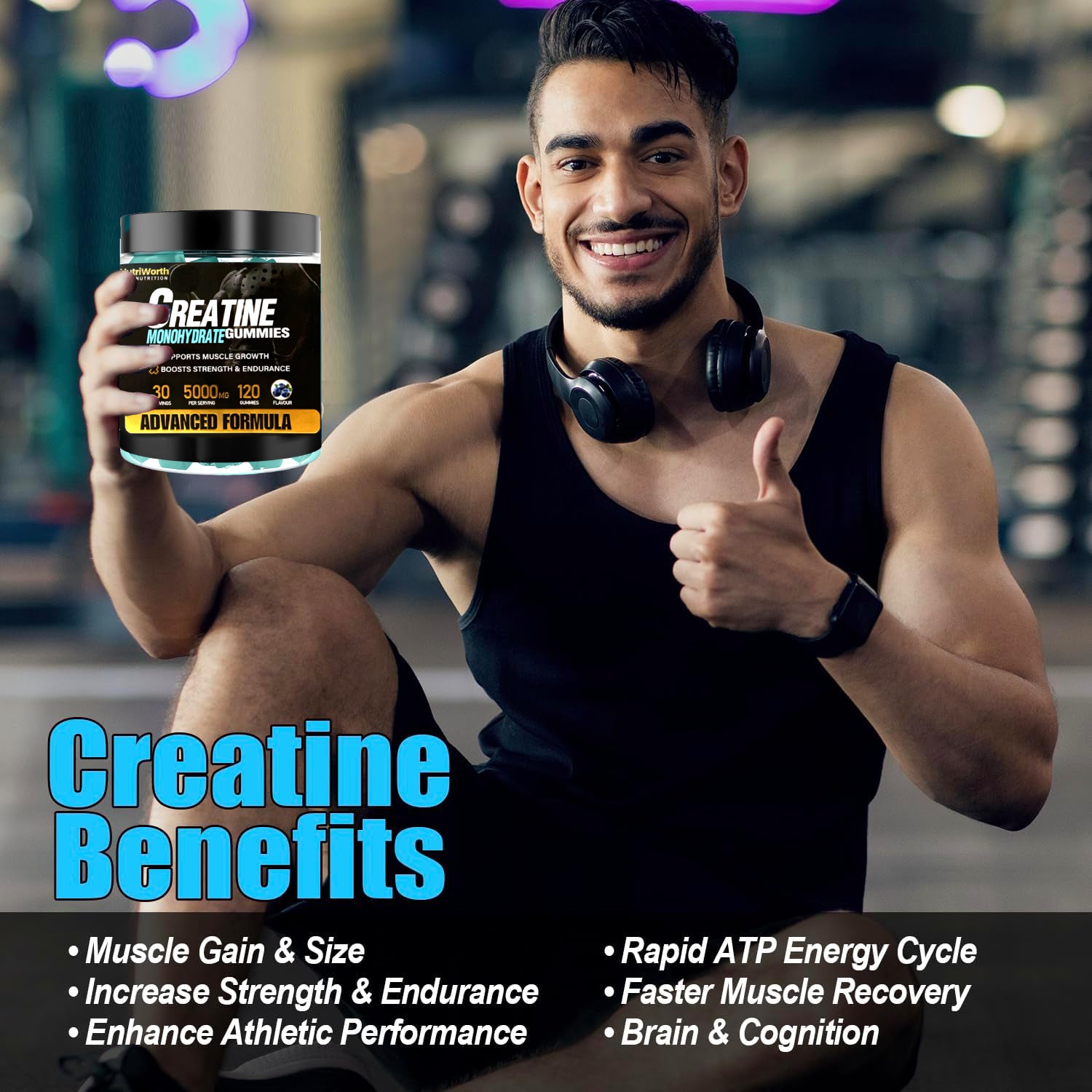 Nutriworth Creatine Gummies 30 Days -Strawberry