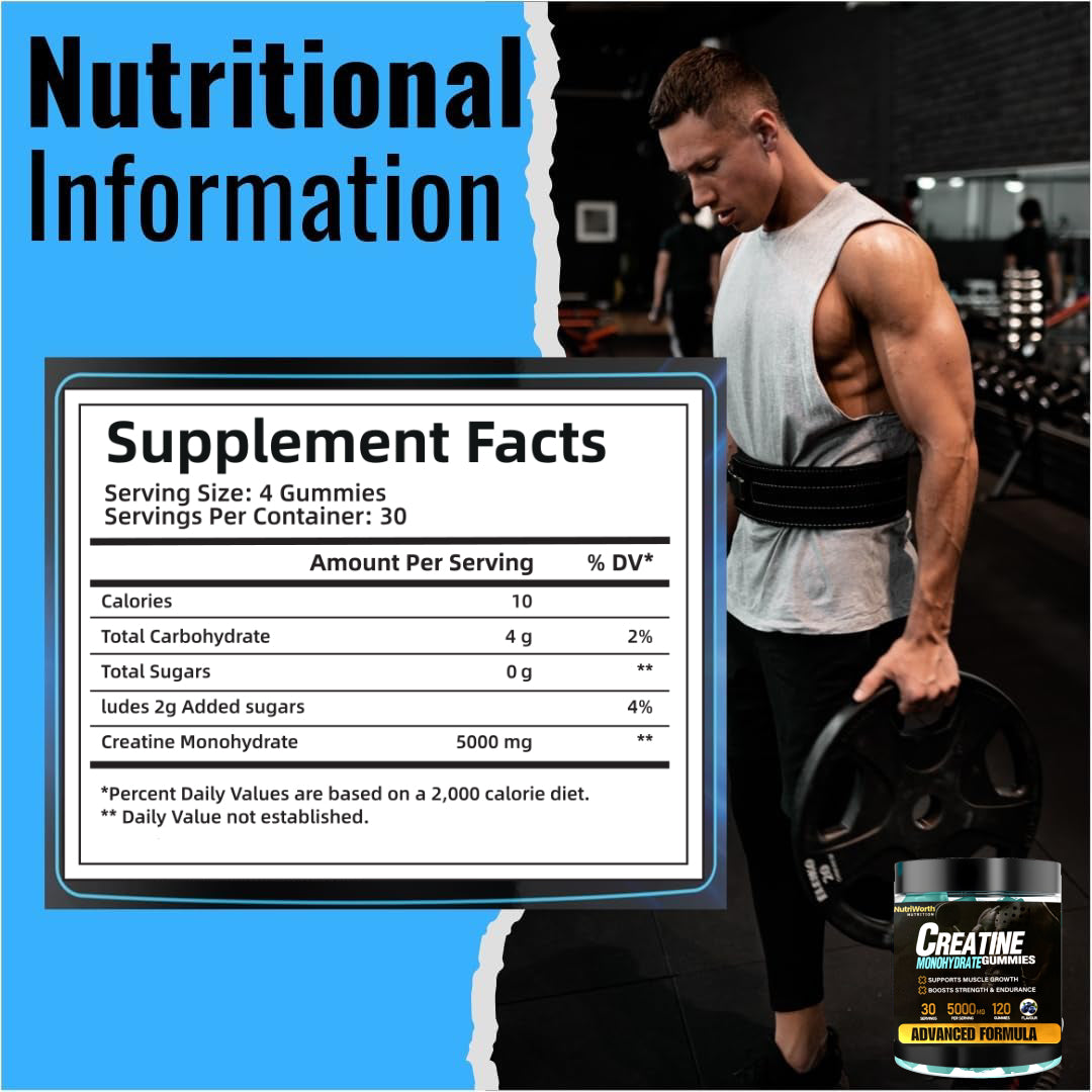 Nutriworth Creatine Gummies 30 Days -Strawberry